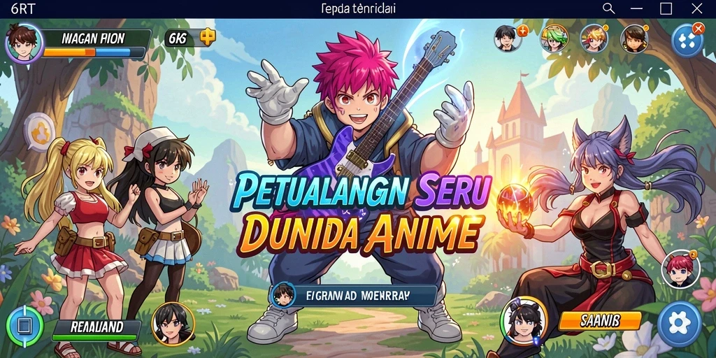 Screenshot menampilkan pertempuran seru di dunia anime 6RT.
