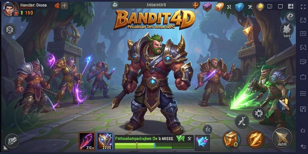 Screenshot menampilkan aksi bertempur seru dalam game ARPG BANDIT4D.