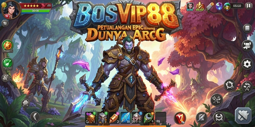 Tampilan layar permainan <strong>BOSVIP88</strong> yang menunjukkan aksi pertarungan epik.