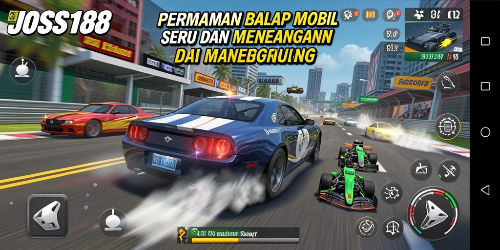 Gameplay seru dan mendebarkan dari JOSS188 saat balapan.