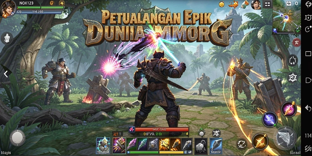 Tampilan gameplay menarik dari NOX123, memberikan pengalaman MMORPG yang mendalam.