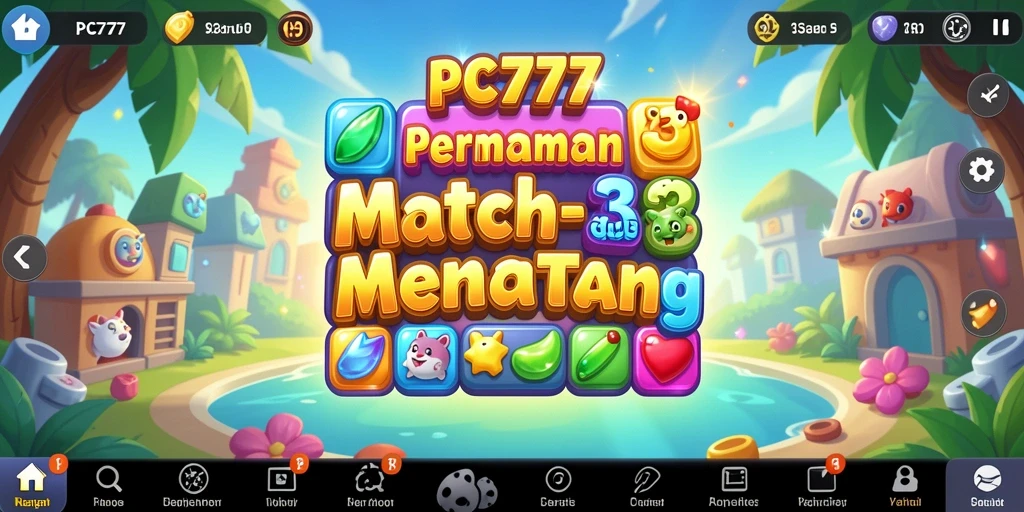 Tampilan gameplay PC777 yang menampilkan tantangan Match-3 yang seru.